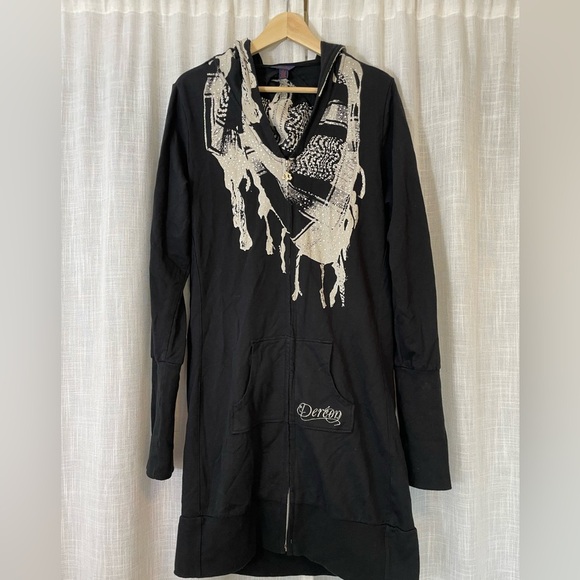 NWT Dereon open Back hoodie zip up dress size large - Picture 10 of 14